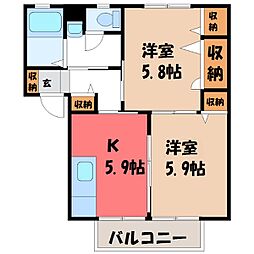 メゾン・クレスト 2Kの間取図画像