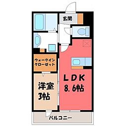 セジュールグリーンさつき 1LDKの間取図画像