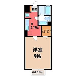 コートモナリエ 1Kの間取図画像