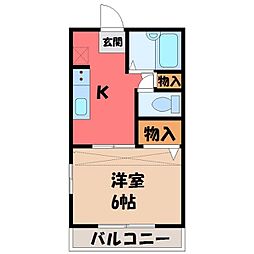 フォーシーズン 1Kの間取図画像