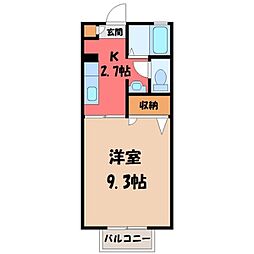 シーズンコートD 1Kの間取図画像