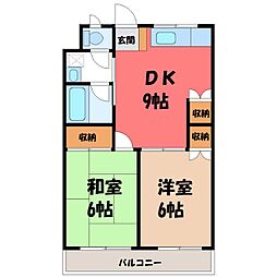 SUNキャッスル 2DKの間取図画像
