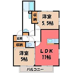 フラッツァドゥーズA 2LDKの間取図画像