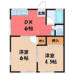コーポ真部1 2DKの間取図画像