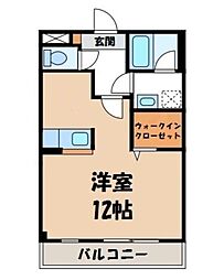 ポワールガーデン2 ワンルームの間取図画像