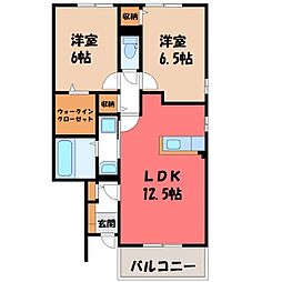 ヴァンクールB 2LDKの間取図画像