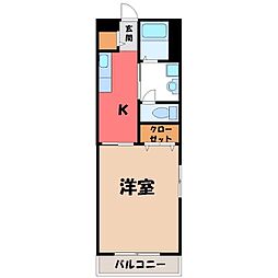 アベニューコリン 1Kの間取図画像