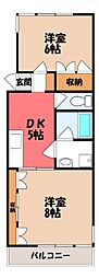 星ケ丘ハイツ 2DKの間取図画像