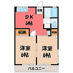 セゾンC 2DKの間取図画像