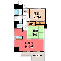 サンポワール宇都宮 2LDKの間取図画像