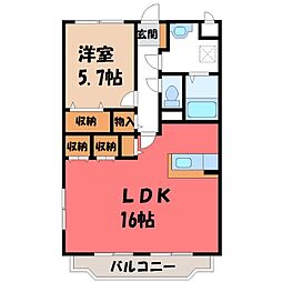 林マンションF 1LDKの間取図画像