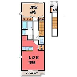 アーバンハイツ岩崎E 1LDKの間取図画像