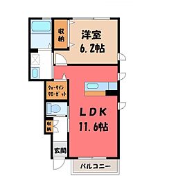 セゾンガーデンズC 1LDKの間取図画像