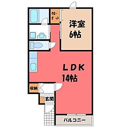 NARABUハイツ4 1LDKの間取図画像