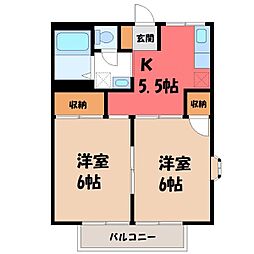 コーポラス鶴田2号館 2Kの間取図画像