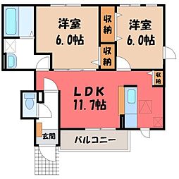 ナックサクラニュータウンB 2LDKの間取図画像