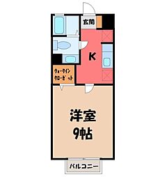 メルベーユA 1Kの間取図画像