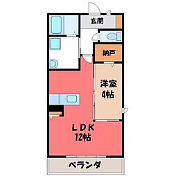 宇都宮市陽東5丁目アパート 1LDKの間取図画像