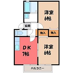 サンガーデンメルヘン 2DKの間取図画像