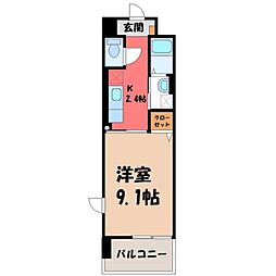カシリ・エスポワール 1Kの間取図画像