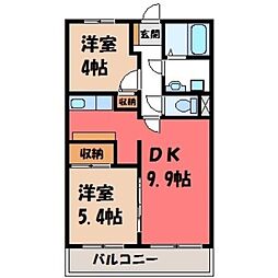 ヴァルトベルク2 2DKの間取図画像