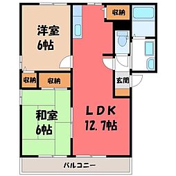 セジュール田崎 2LDKの間取図画像