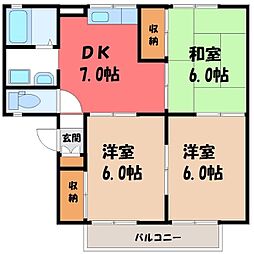 セジュール蘭3番館 3DKの間取図画像