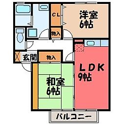 プラセールC 2LDKの間取図画像