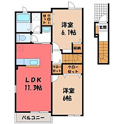 プロムナード3 2LDKの間取図画像