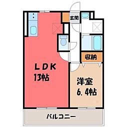 エフプラッツ 1LDKの間取図画像
