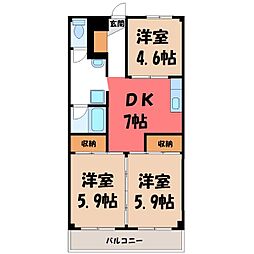 ツカモトハイツ 3DKの間取図画像