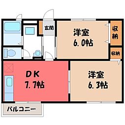グリーンコーポA 2DKの間取図画像