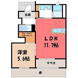 シャイン・ヒルズ1番館 1LDKの間取図画像