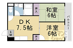 JR東海道・山陽本線 山科駅 徒歩9分の賃貸マンション 2階2DKの間取り