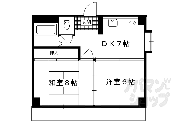 アビタシオン南桃山 307｜京都府京都市伏見区桃山町大津町(賃貸マンション2DK・3階・43.47㎡)の写真 その2