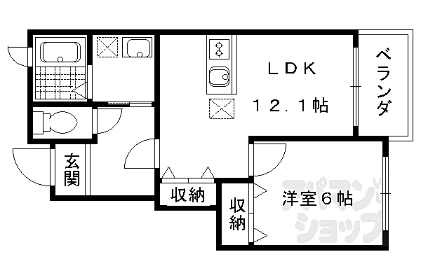 ベル福和　壱番館 103｜京都府京都市伏見区下鳥羽西柳長町(賃貸アパート1LDK・1階・45.72㎡)の写真 その2