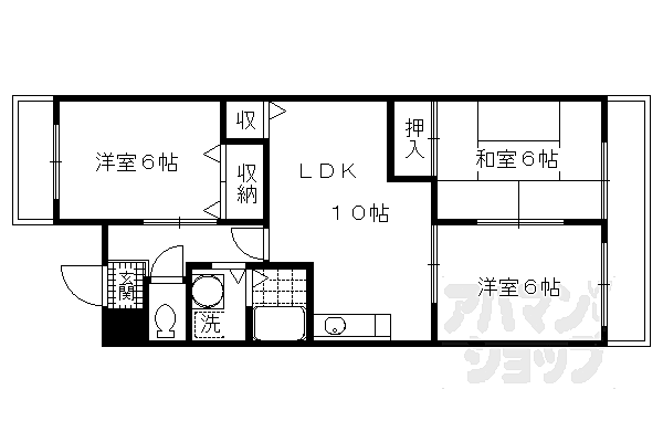 ネオグランドール伏見 152｜京都府京都市伏見区深草大亀谷大山町(賃貸マンション3LDK・1階・58.00㎡)の写真 その2