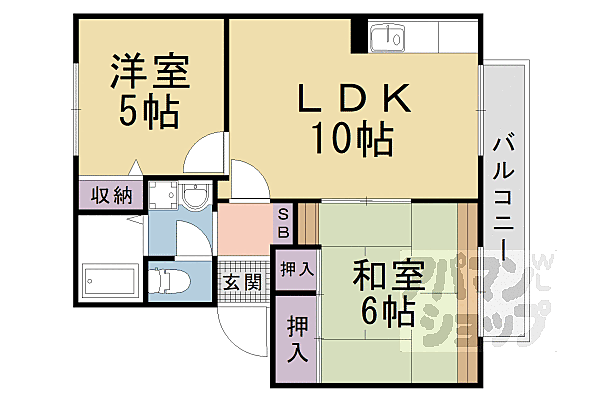 京都府京都市山科区竹鼻立原町(賃貸アパート2LDK・2階・50.00㎡)の写真 その2