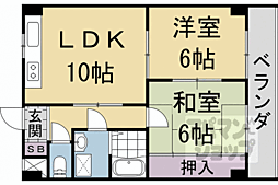 阪急京都本線 長岡天神駅 徒歩15分の賃貸マンション 4階2LDKの間取り