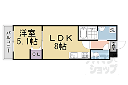 ＣＵＬＴＩ京都六地蔵 2階1LDKの間取り