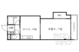 カースルII 2階1DKの間取り