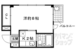 京都地下鉄東西線 東野駅 徒歩5分の賃貸マンション 3階1Kの間取り