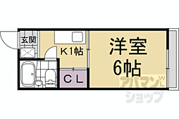 シティハイムフジイ 1Kの間取図画像