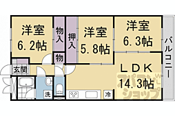 宇治大久保コープ 6階3LDKの間取り