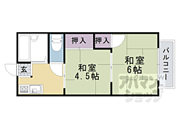 阪急京都本線 東向日駅 徒歩6分の賃貸マンション 2階2DKの間取り