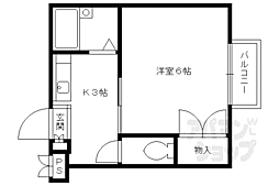 ハイツコクボ 2階1Kの間取り
