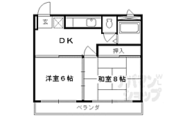 アビタシオン南桃山 3階2DKの間取り
