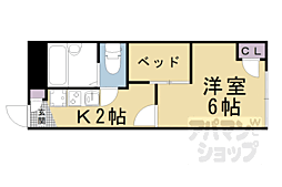 JR東海道・山陽本線 山科駅 徒歩13分の賃貸アパート 1階1Kの間取り