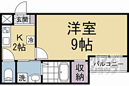 ビエノス京都伏見 2階1Kの間取り