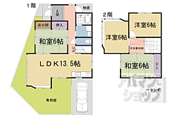 京都地下鉄東西線 小野駅 徒歩12分の賃貸一戸建て 4LDKの間取り